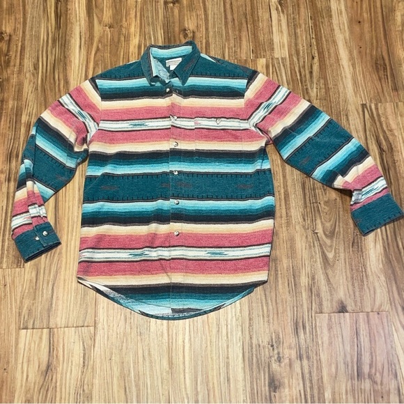 Coldwater Creek women’s small shirt button down shacket Striped Multicolor VTG - Picture 1 of 6